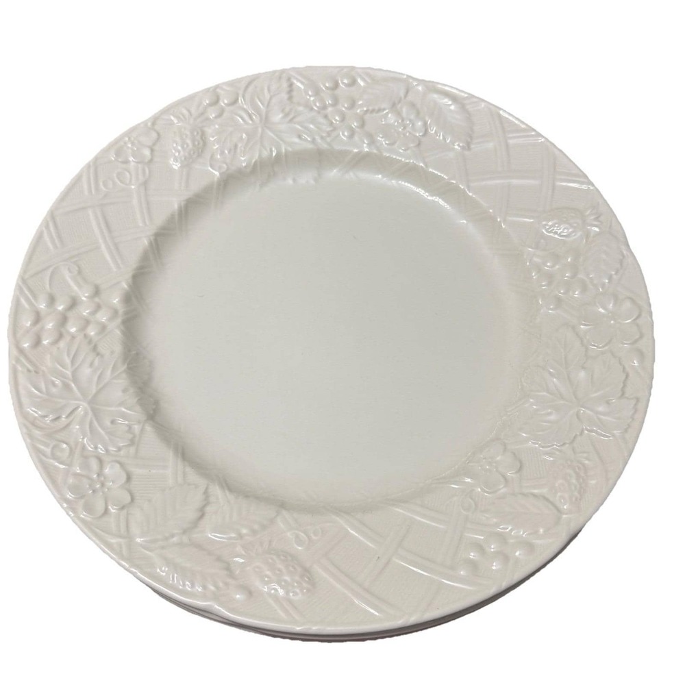 Mikasa English Countryside DP900 Salad Plates 8" White Embossed Set of 5